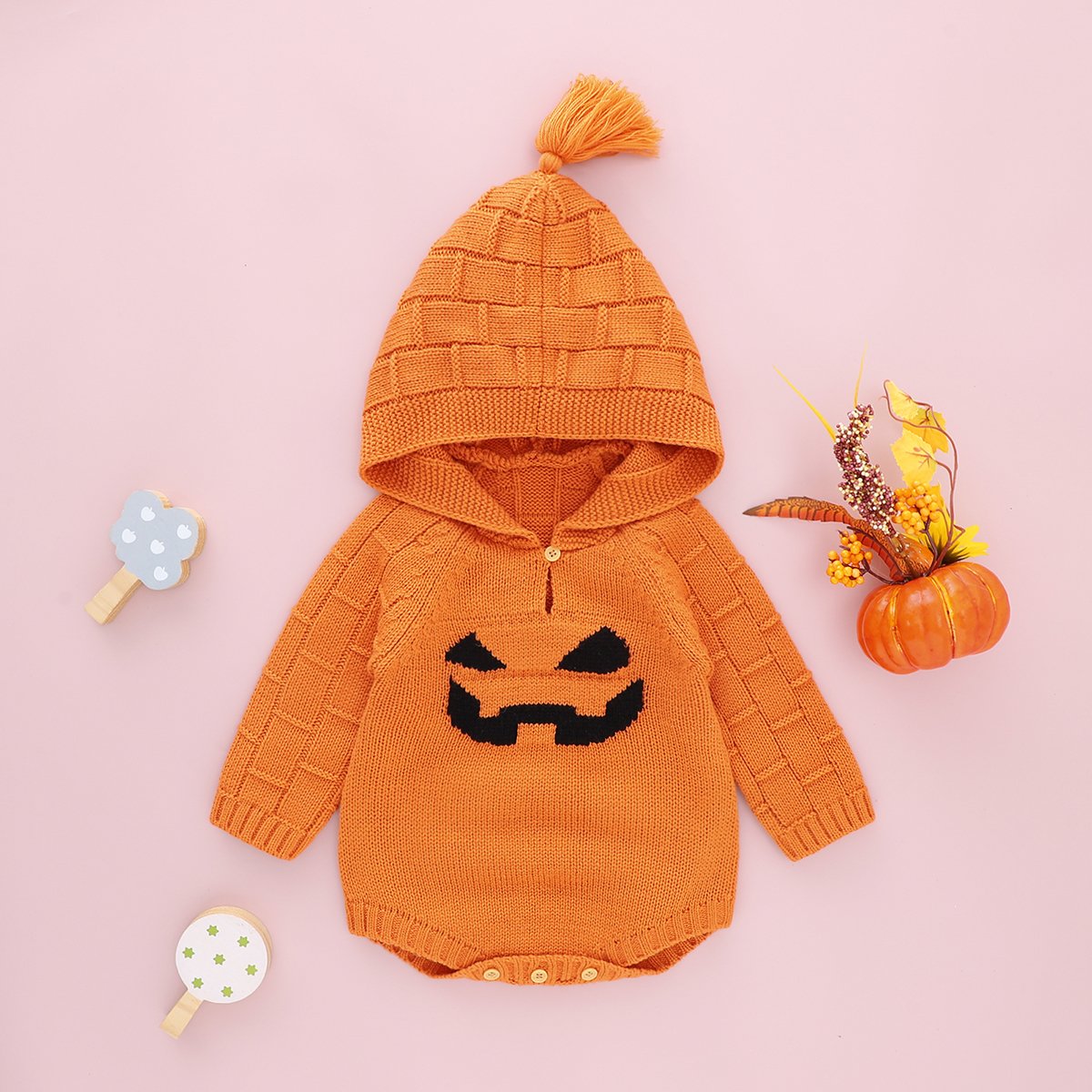 Baby Winter Halloween Style Solid Color Hooded Long Sleeve Jumpsuit Wholesale Baby Clothes In Bulk
