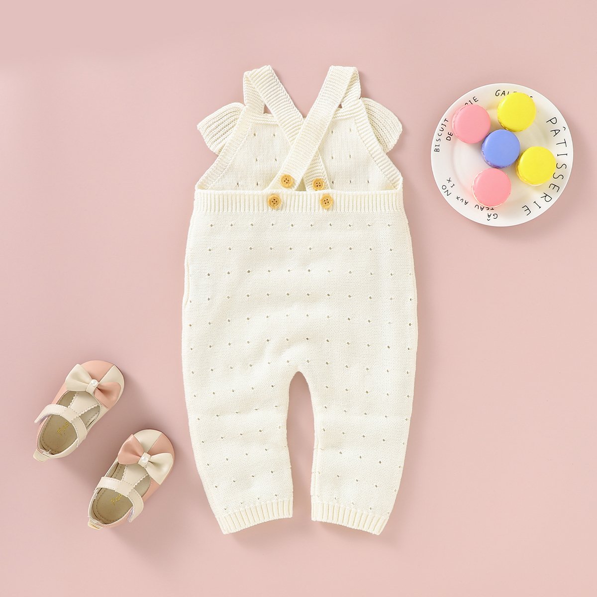 Baby Girls Spring And Autumn Solid Color Hollow Out Suspender Jumpsuit Baby Clothing Cheap Wholesale