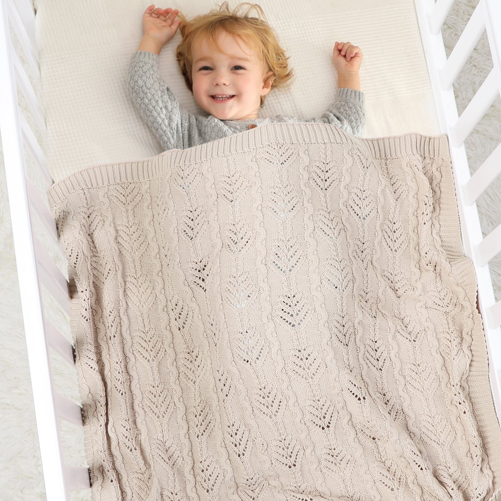 Hollow Out Solid Color Knitted Blanket Baby Blankets Wholesalers