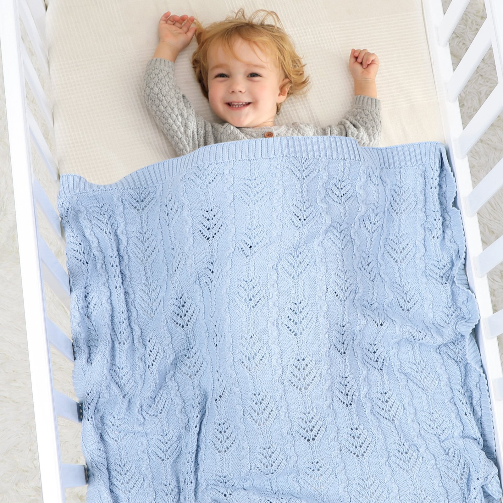 Hollow Out Solid Color Knitted Blanket Baby Blankets Wholesalers