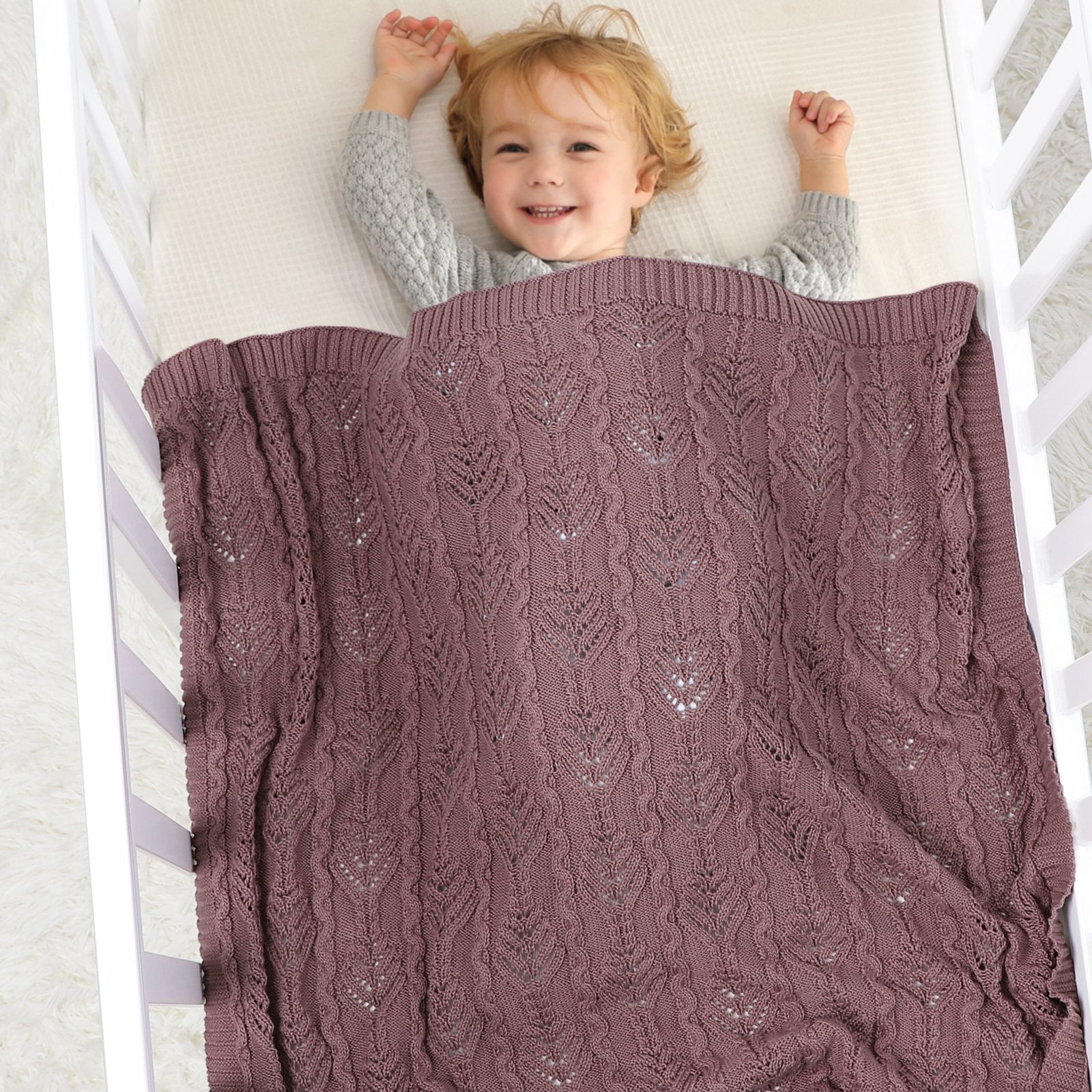 Hollow Out Solid Color Knitted Blanket Baby Blankets Wholesalers