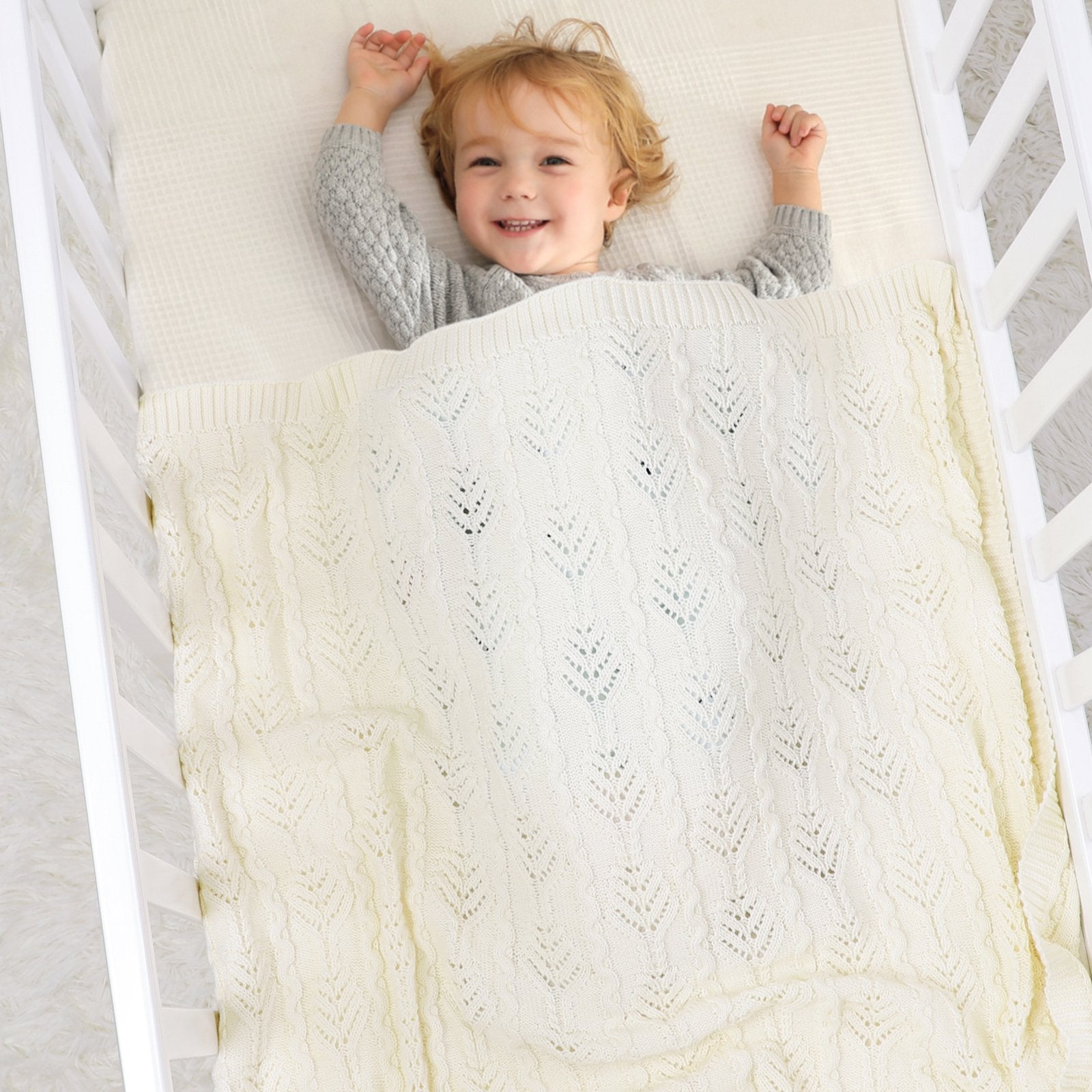 Hollow Out Solid Color Knitted Blanket Baby Blankets Wholesalers