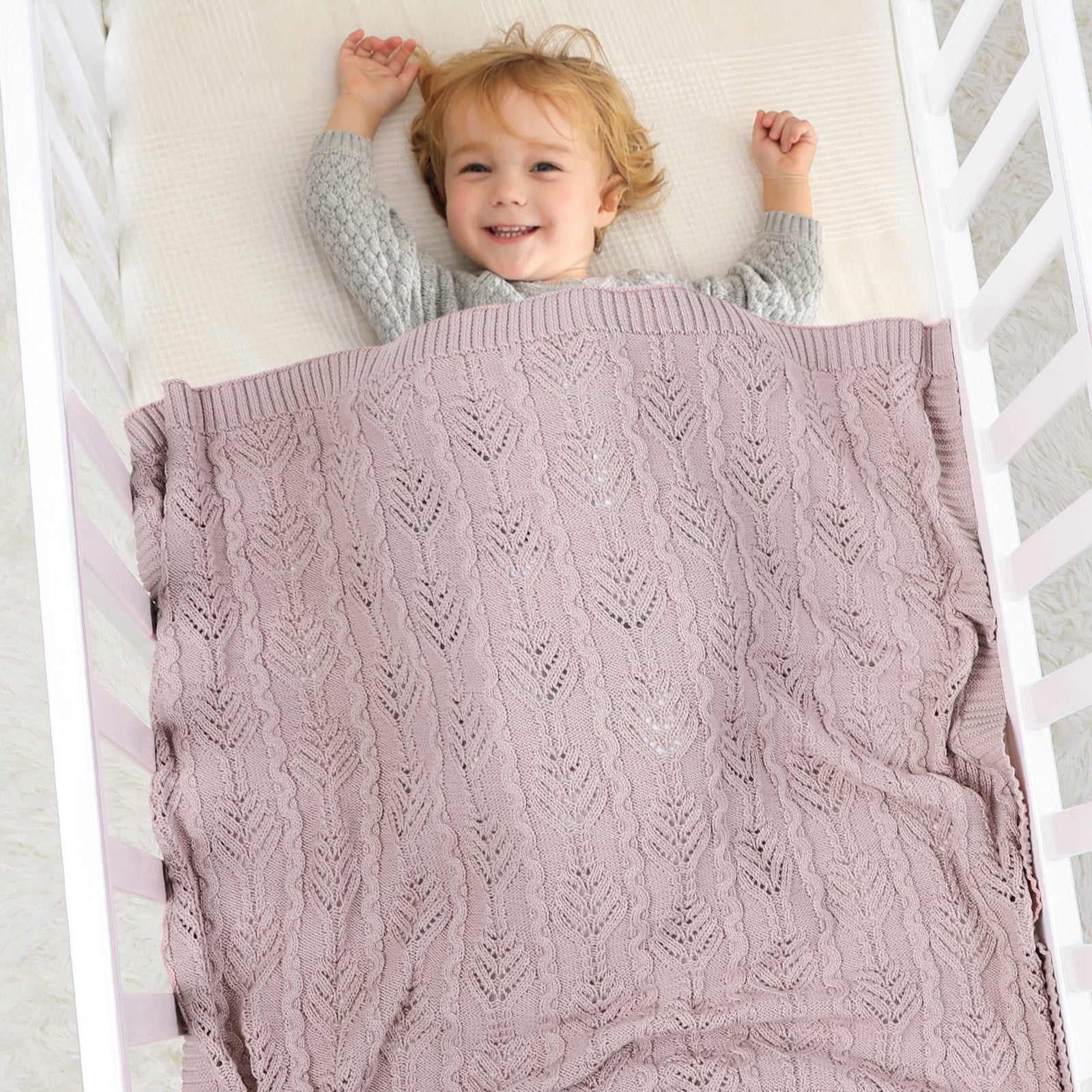 Hollow Out Solid Color Knitted Blanket Baby Blankets Wholesalers