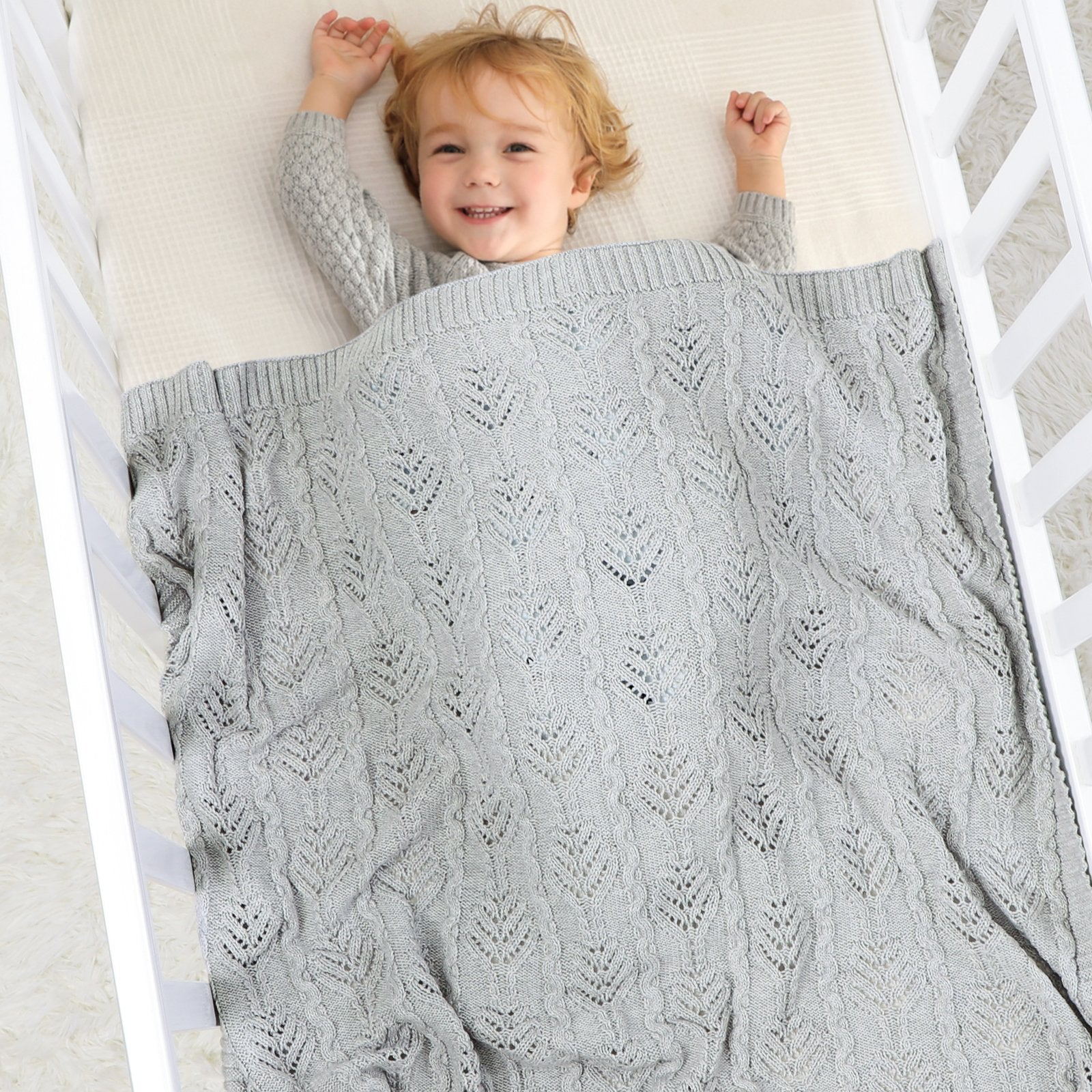 Hollow Out Solid Color Knitted Blanket Baby Blankets Wholesalers