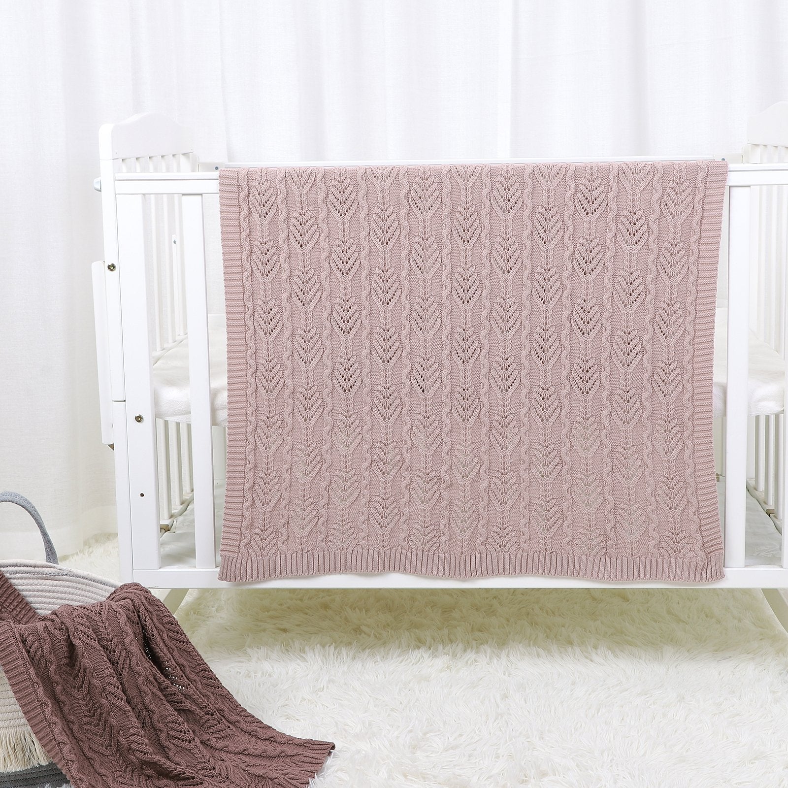 Hollow Out Solid Color Knitted Blanket Baby Blankets Wholesalers