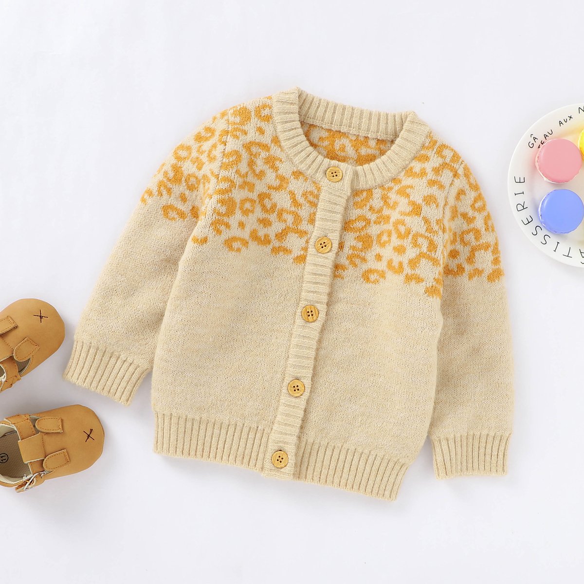 Baby Girls Autumn And Winter Leopard Pattern Solid Color Long Sleeve Knitted Sweater Buy Baby Clothes Wholesale