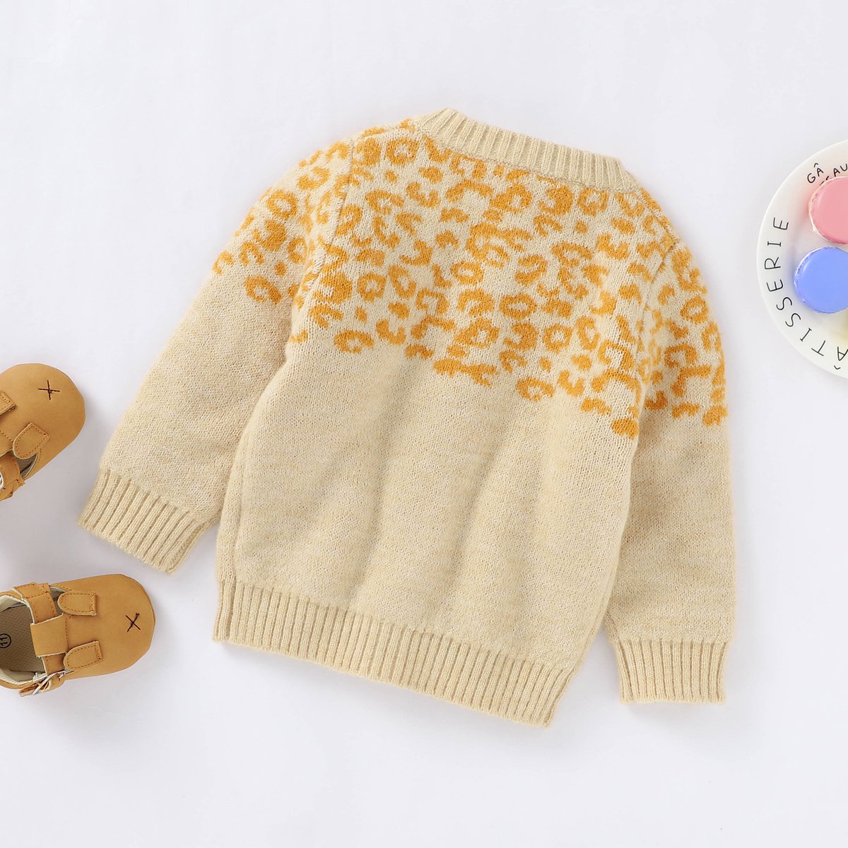 Baby Girls Autumn And Winter Leopard Pattern Solid Color Long Sleeve Knitted Sweater Buy Baby Clothes Wholesale