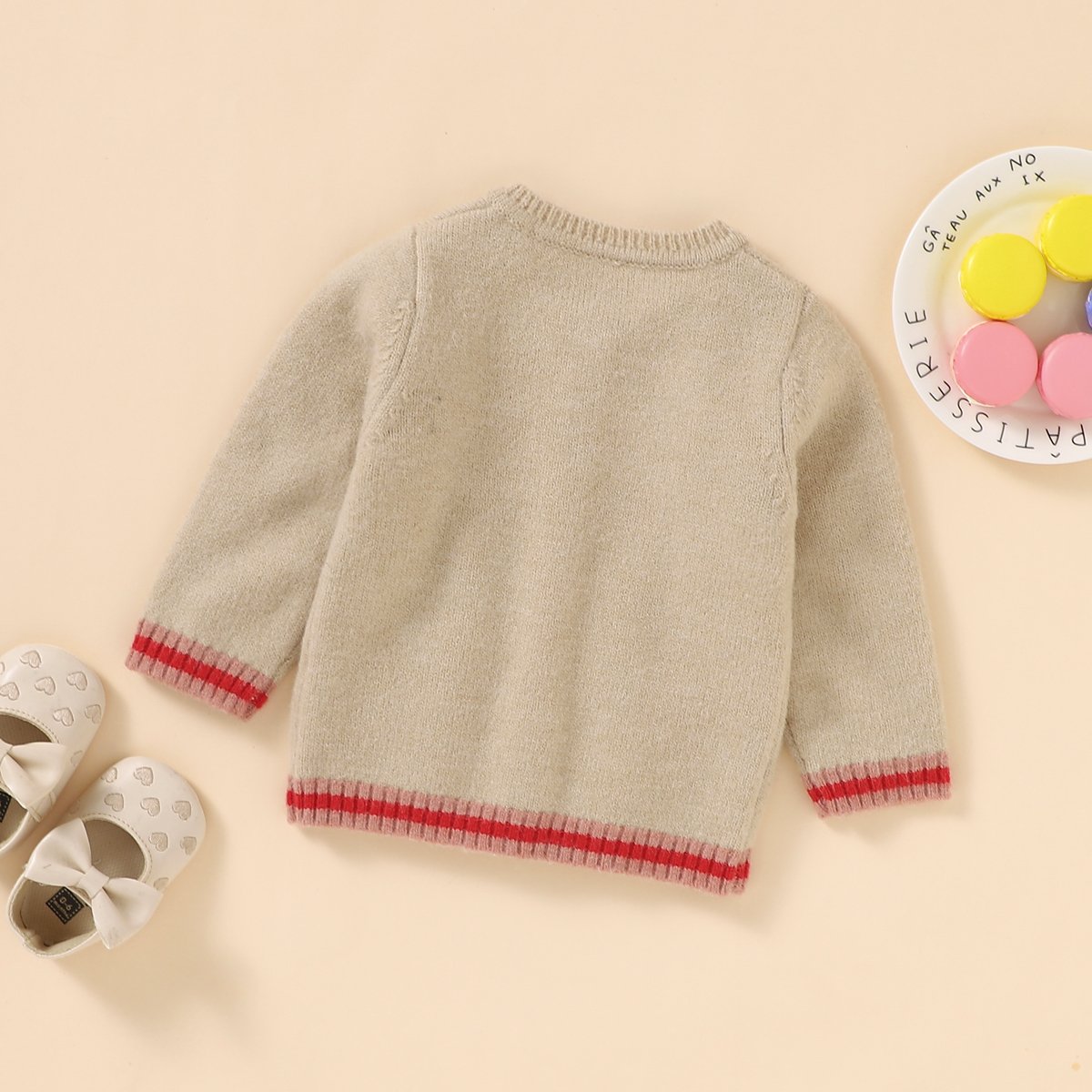 Baby Girls Autumn And Winter Heart Pattern Knitted Long Sleeved Sweater Baby Boutique Clothing Wholesale