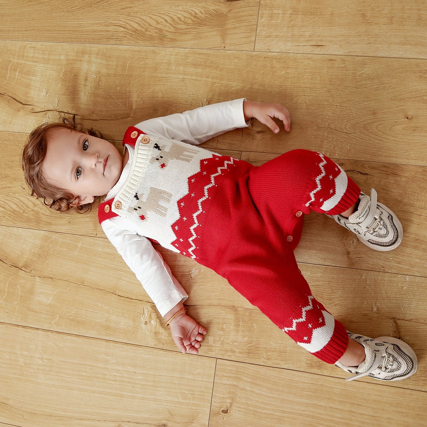 Baby Boys Autumn And Winter Christmas Elk Design Suspender Jumpsuit Wholesale Baby Rompers