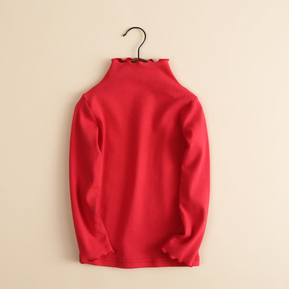 Girls Agaric High Neck Solid Color Long Sleeve Sweaters