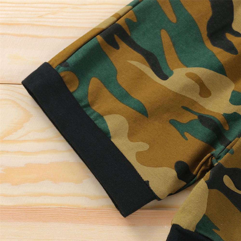 Boys Animal Letter Printed T-Shirts & Camouflage Shorts wholesale kids clothing