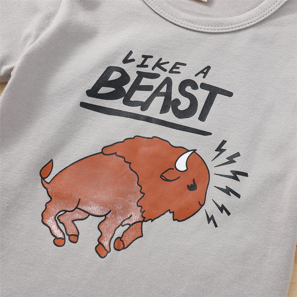 Boys Animal Letter Printed T-Shirts & Camouflage Shorts wholesale kids clothing