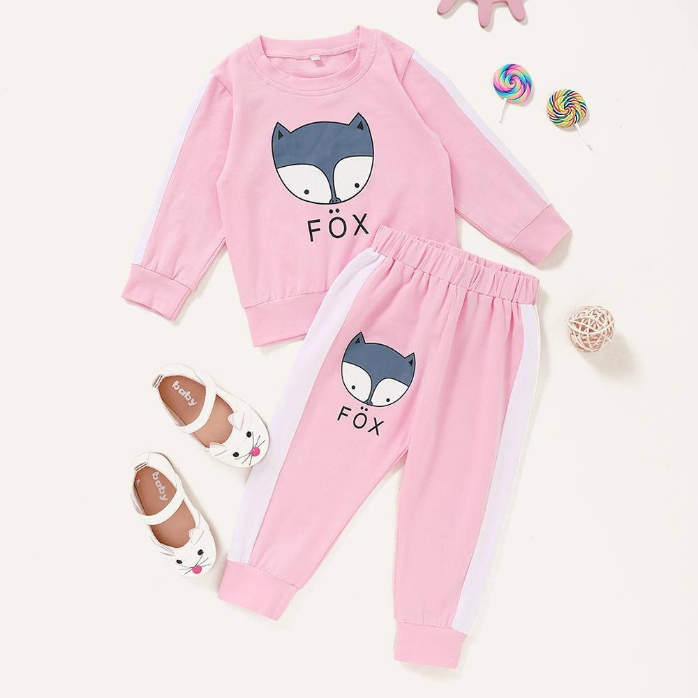 Baby Girls Animal Long Sleeve Letter Printed Top & Pants baby clothes wholesale