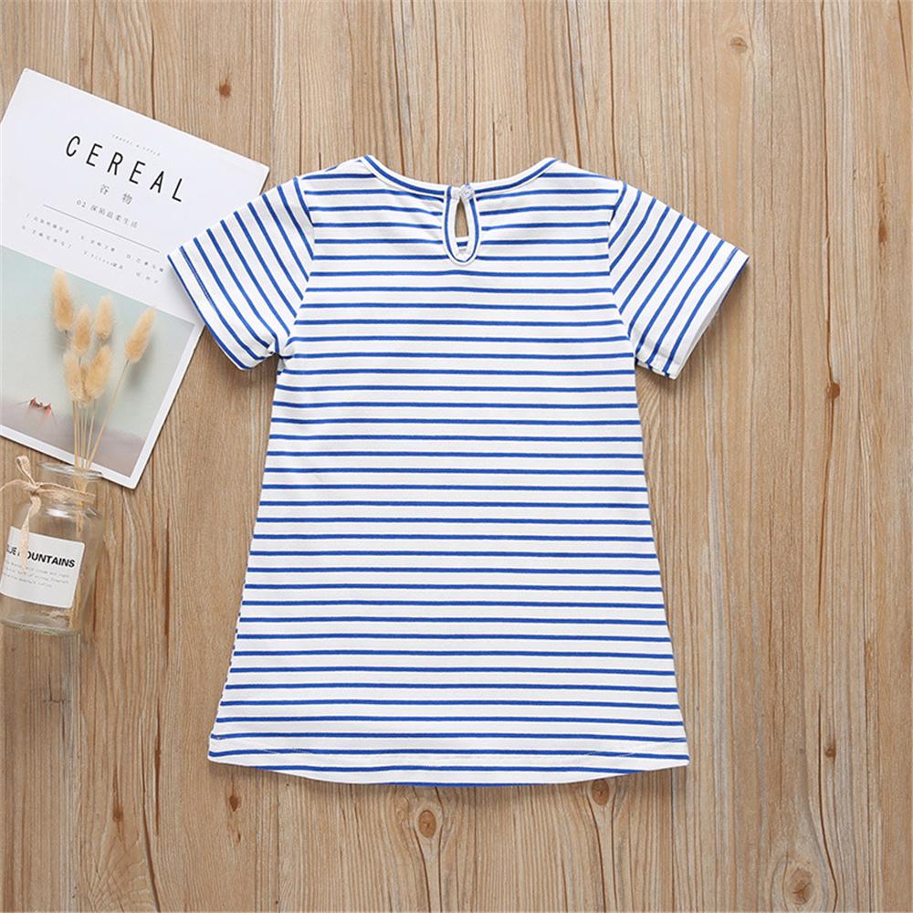 Girls Animal Printed Short Sleeve Striped Tops Wholesale Baby Girl Clothes