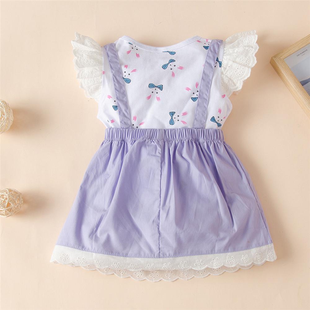 Girls Animal Printed Short Sleeve Top & Flower Suspender Skirt Toddler Girls Wholesale