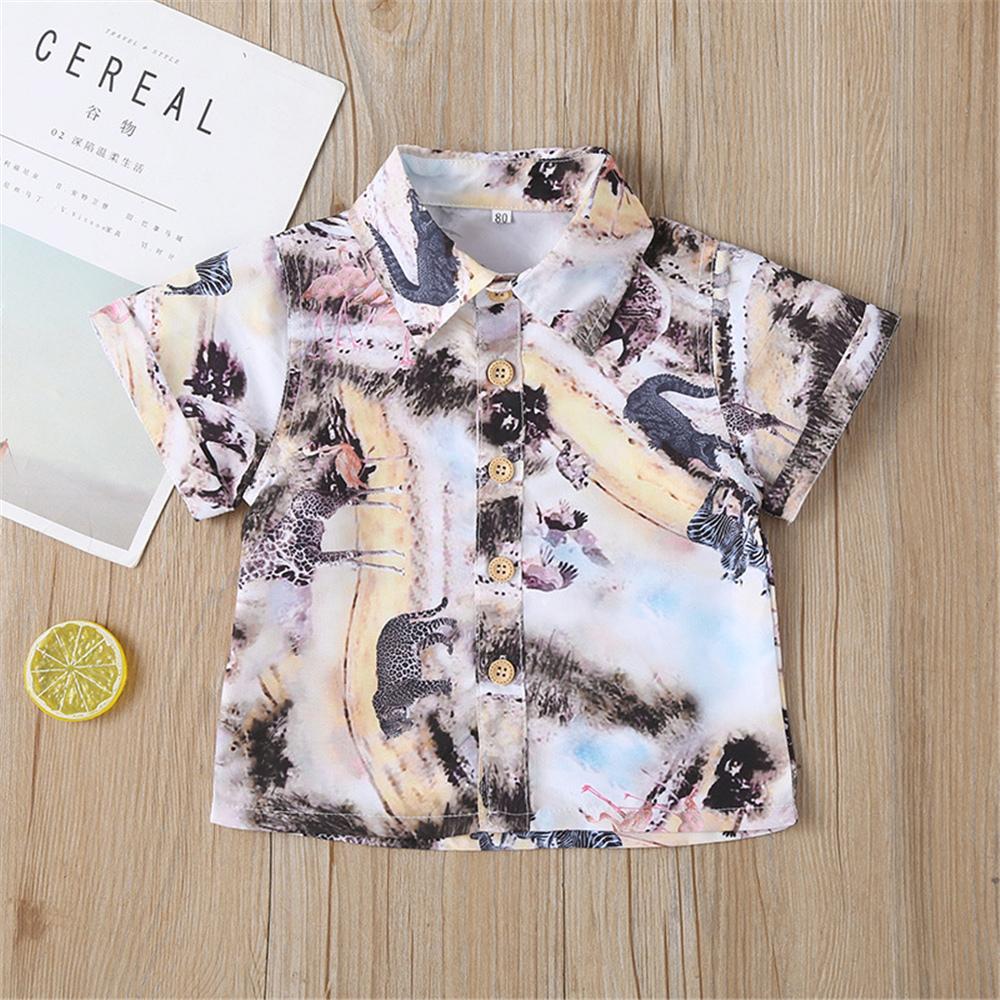 Boys Animal Printed Short Sleeve Top & Shorts kids clothing wholesale