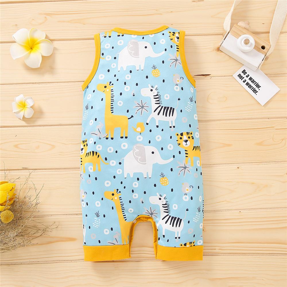 Baby Unisex Animal Printed Sleeveless Cardigan Romper Wholesale Baby Clothes