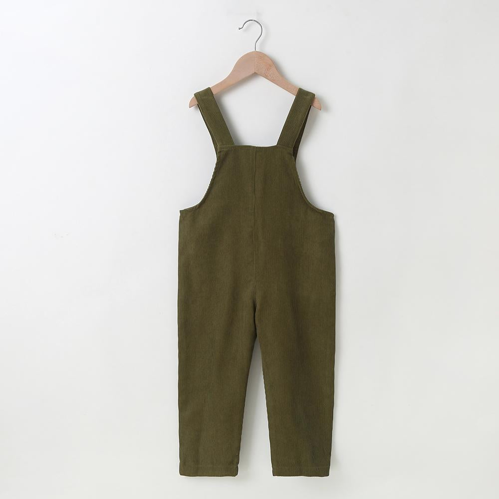 Autumn Girls' Jumpsuit Green Loose Suspenders Lace Pocket Jumpsuit Trousers Wholesale Girl Clothing