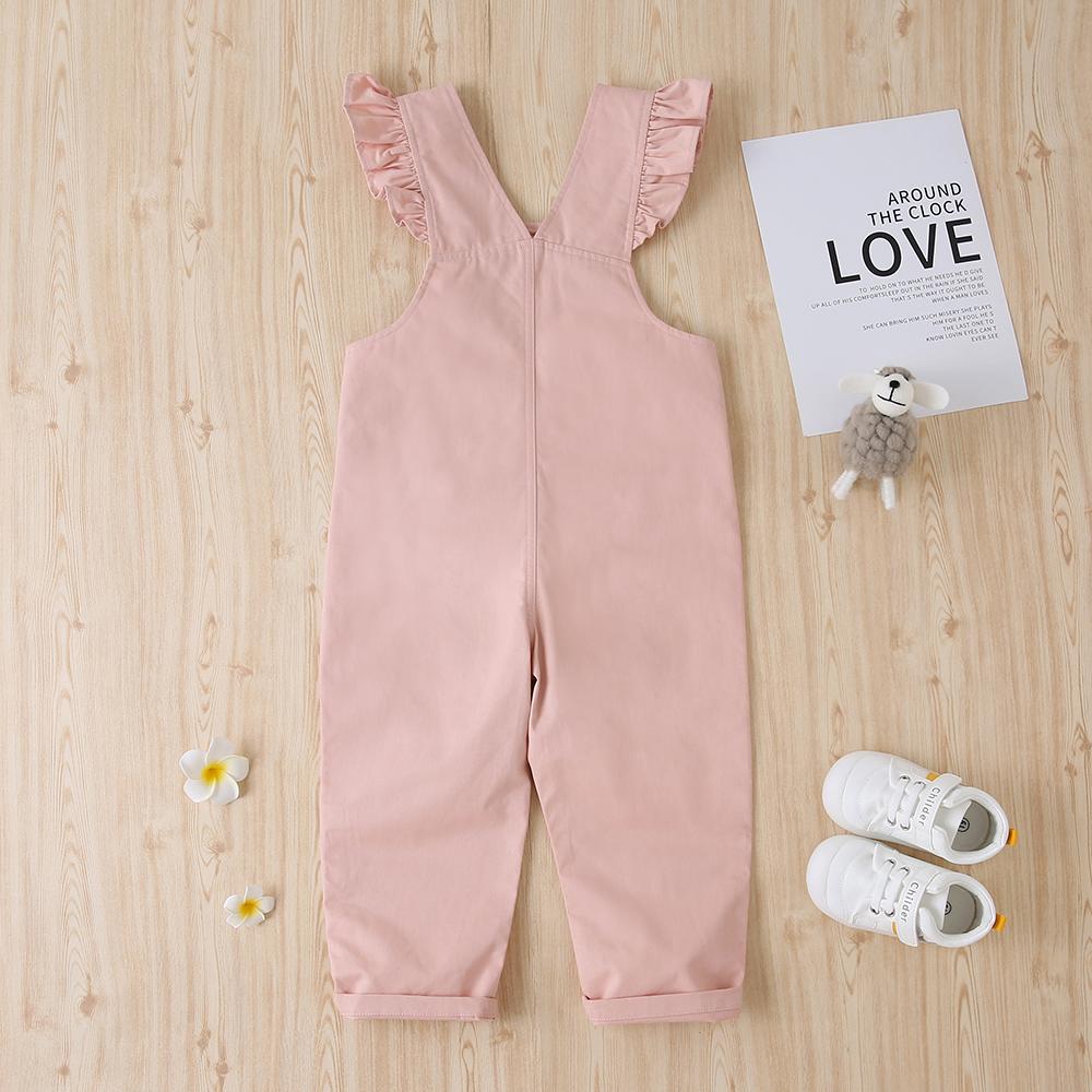 Autumn Korean Girls Casual Cotton Pink Straps Lace Sling Jumpsuit Trousers Baby Girl Boutique Clothing Wholesale