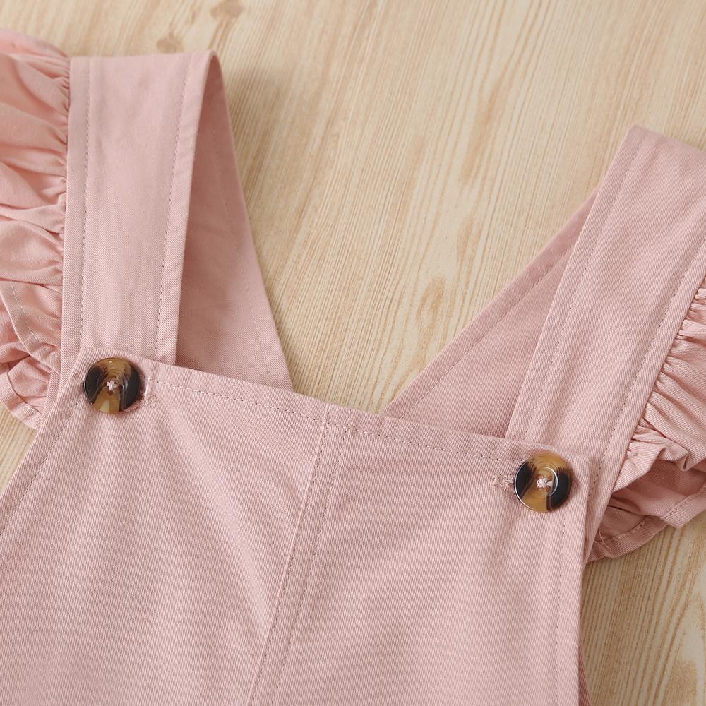 Autumn Korean Girls Casual Cotton Pink Straps Lace Sling Jumpsuit Trousers Baby Girl Boutique Clothing Wholesale