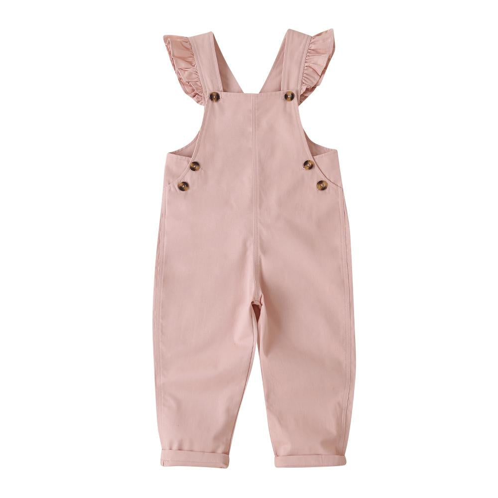 Autumn Korean Girls Casual Cotton Pink Straps Lace Sling Jumpsuit Trousers Baby Girl Boutique Clothing Wholesale