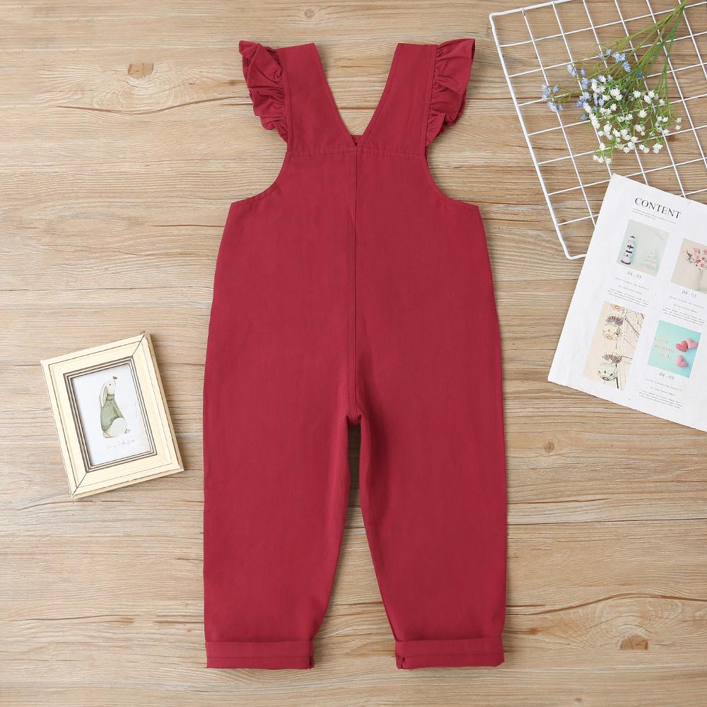 Autumn Korean Girls Casual Cotton Pink Straps Lace Sling Jumpsuit Trousers Baby Girl Boutique Clothing Wholesale