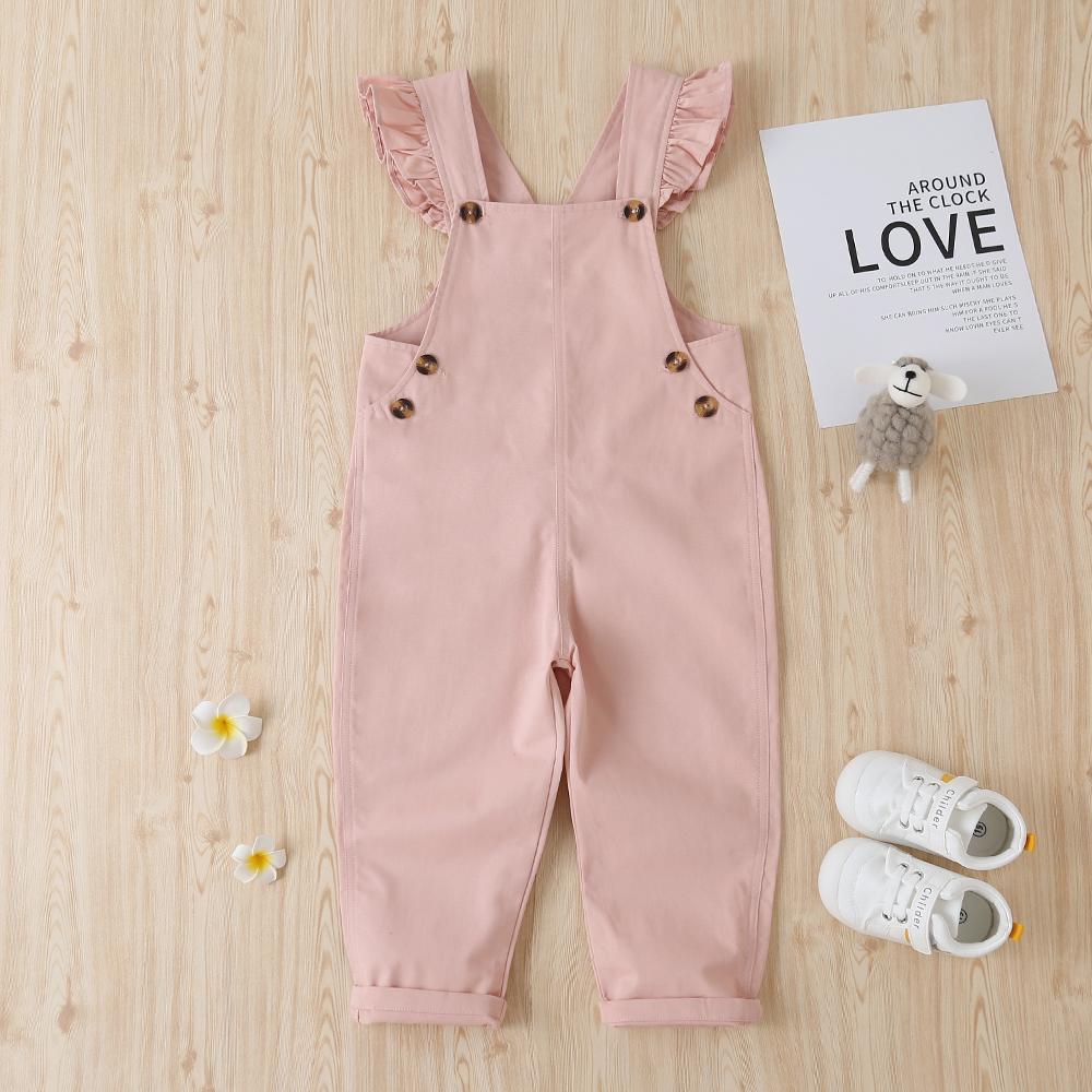 Autumn Korean Girls Casual Cotton Pink Straps Lace Sling Jumpsuit Trousers Baby Girl Boutique Clothing Wholesale