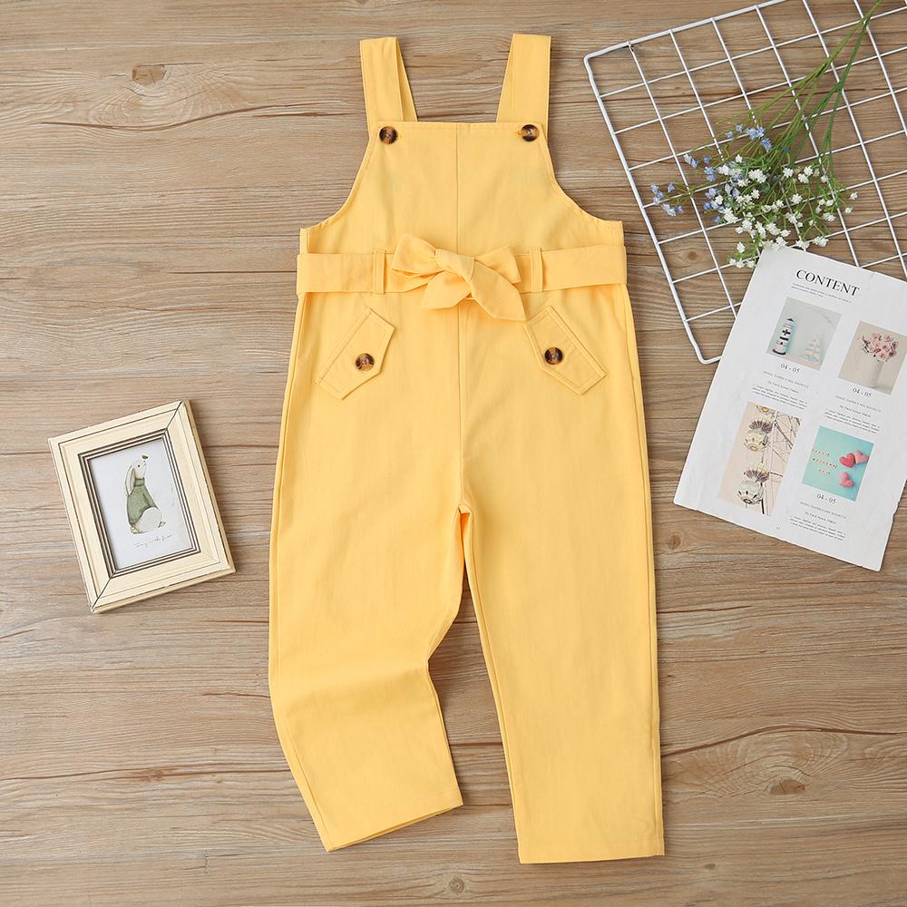 Autumn Korean Style Girl'S One-Piece Suit Loose Strap Button One-Piece Trousers With Belt Baby Girl Clothes Wholesale