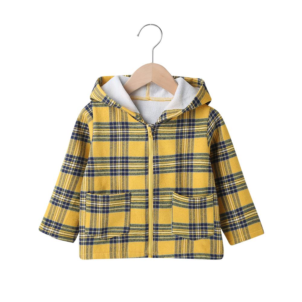 Autumn New Products Girls' Jacket Pocket Plaid Zipper Hooded Jacket Korean Style Trendy Top Wholesale Boys Clothing Suppliers