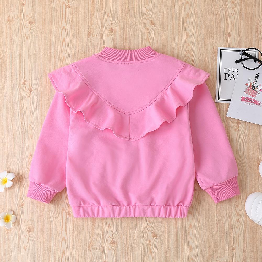 Autumn Rose Red Zipper Lace Pocket Long-Sleeved Warm Jacket Wholesale Baby Girl Clothes