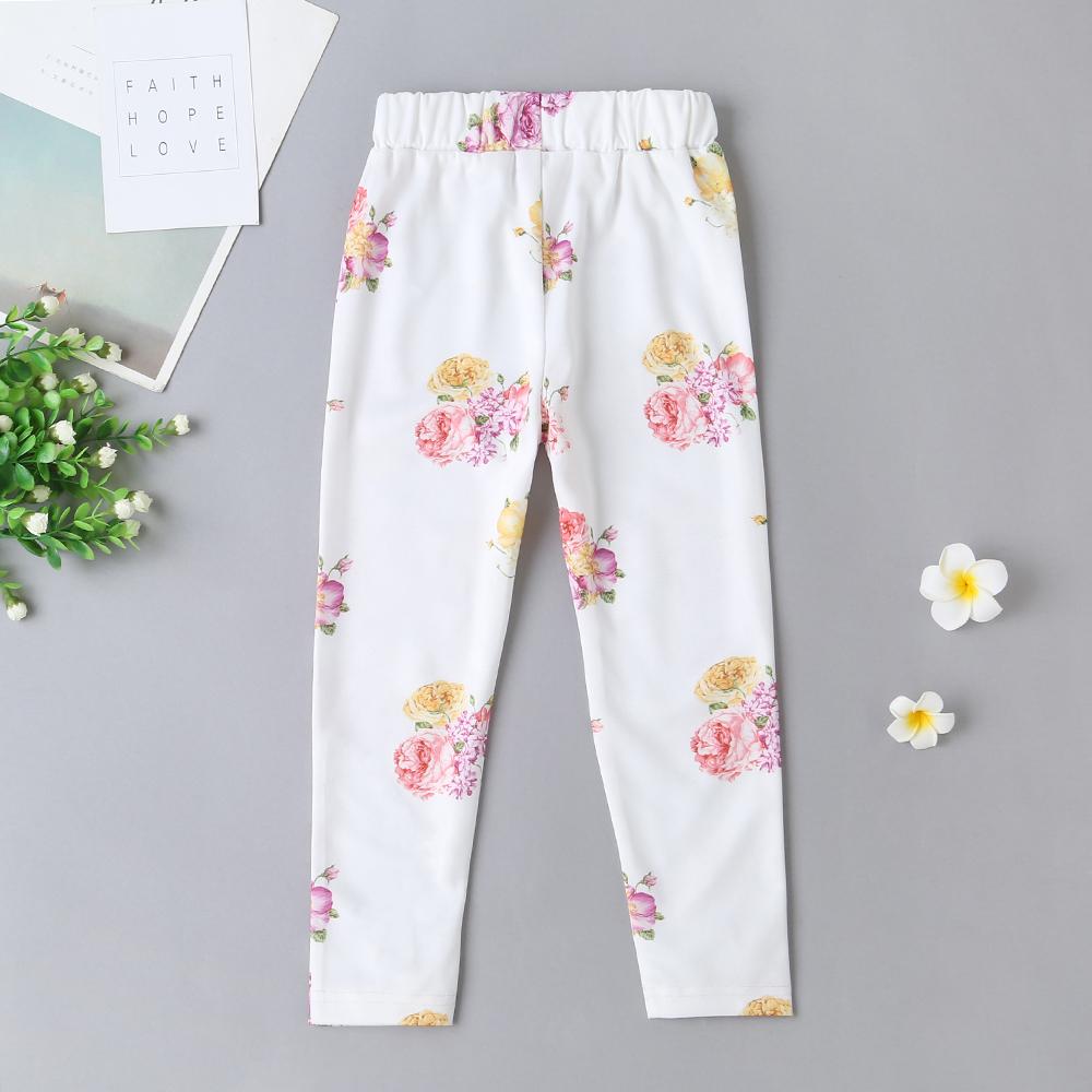 MommBaby Autumn Sweet Girl Korean Style Trousers Pants Flower Print Outer Wear Leggings Wholesale Baby Girl Clothes