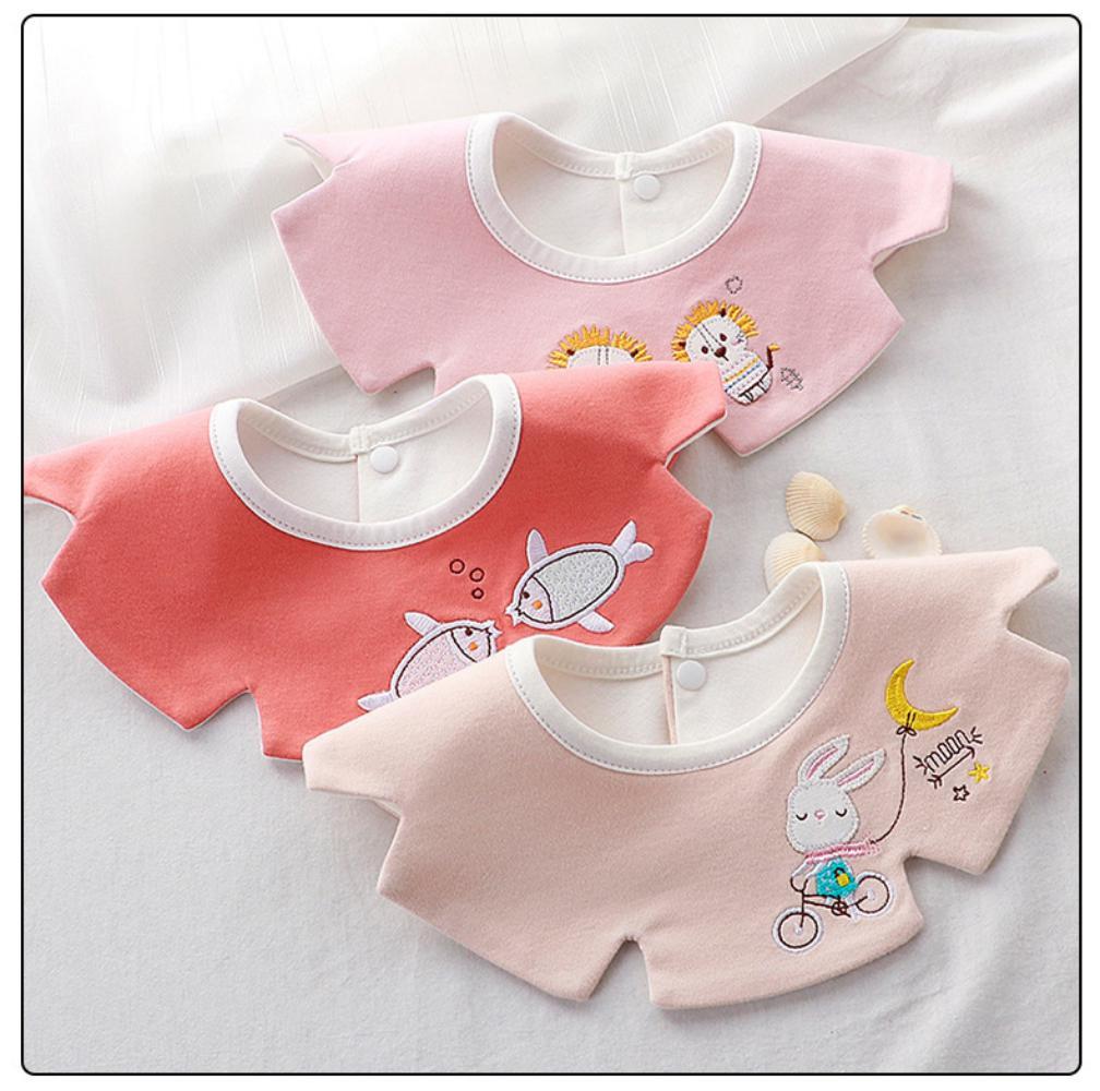 MOQ Baby 3PCS Cotton Cartoon Waterproof Saliva Towel Bib Baby Accessories Wholesale