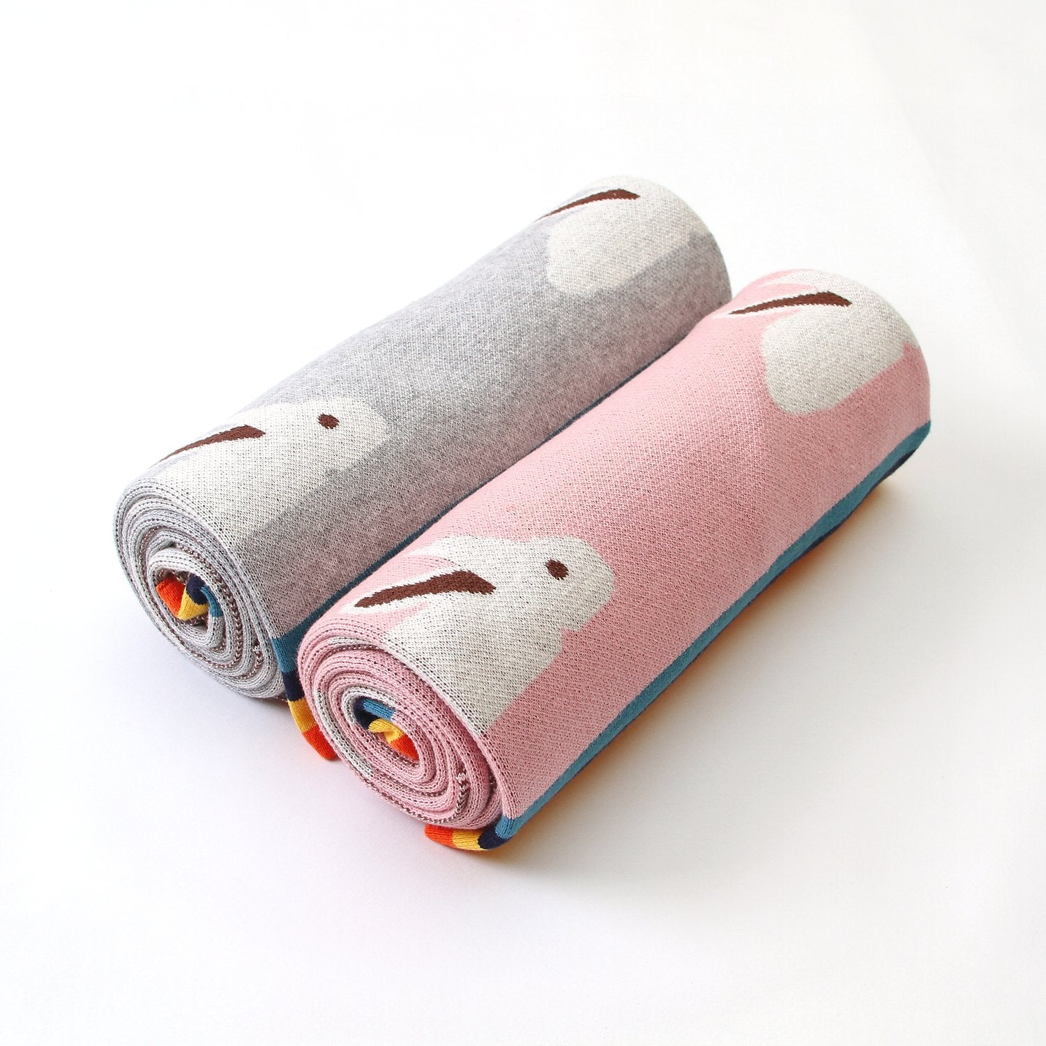 Baby Blanket Cute Rabbit Rainbow Edge Knitted Blanket Baby Wholesale Clothing