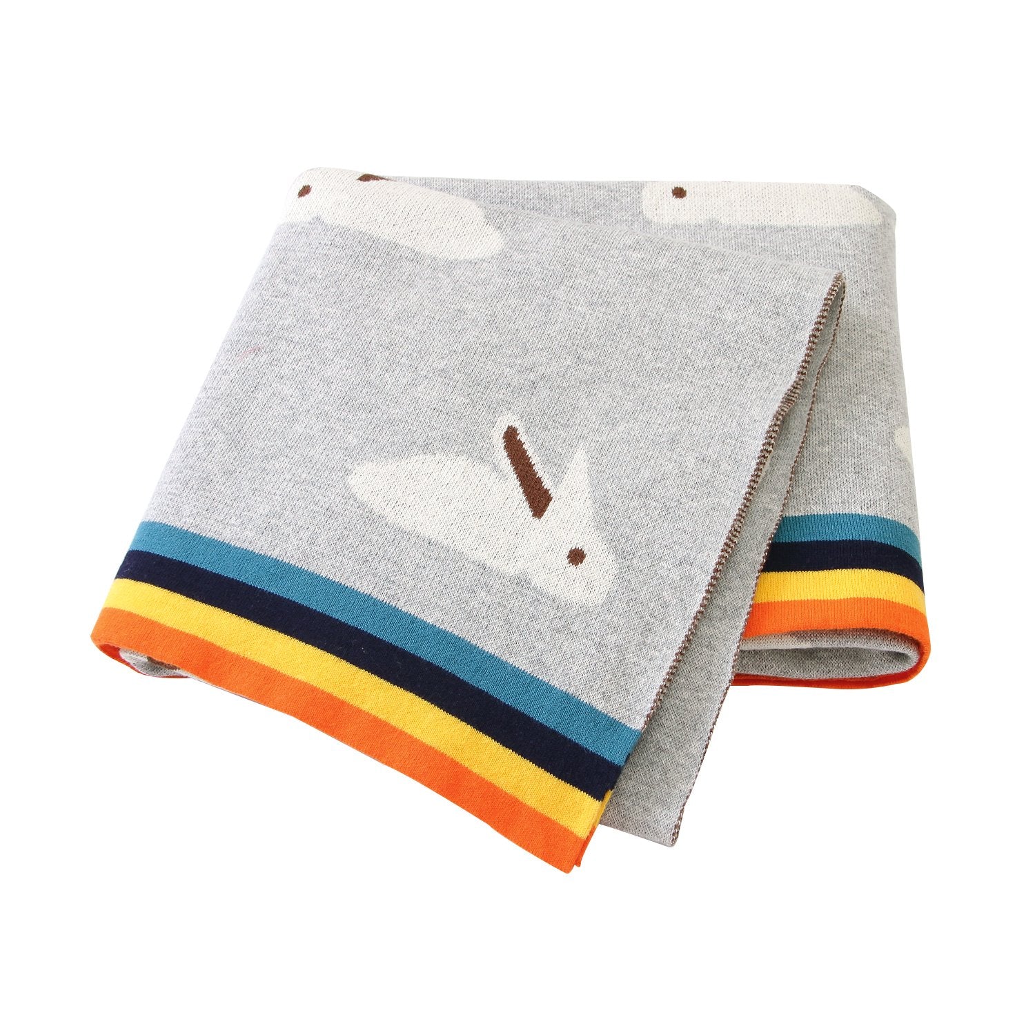 Baby Blanket Cute Rabbit Rainbow Edge Knitted Blanket Baby Wholesale Clothing