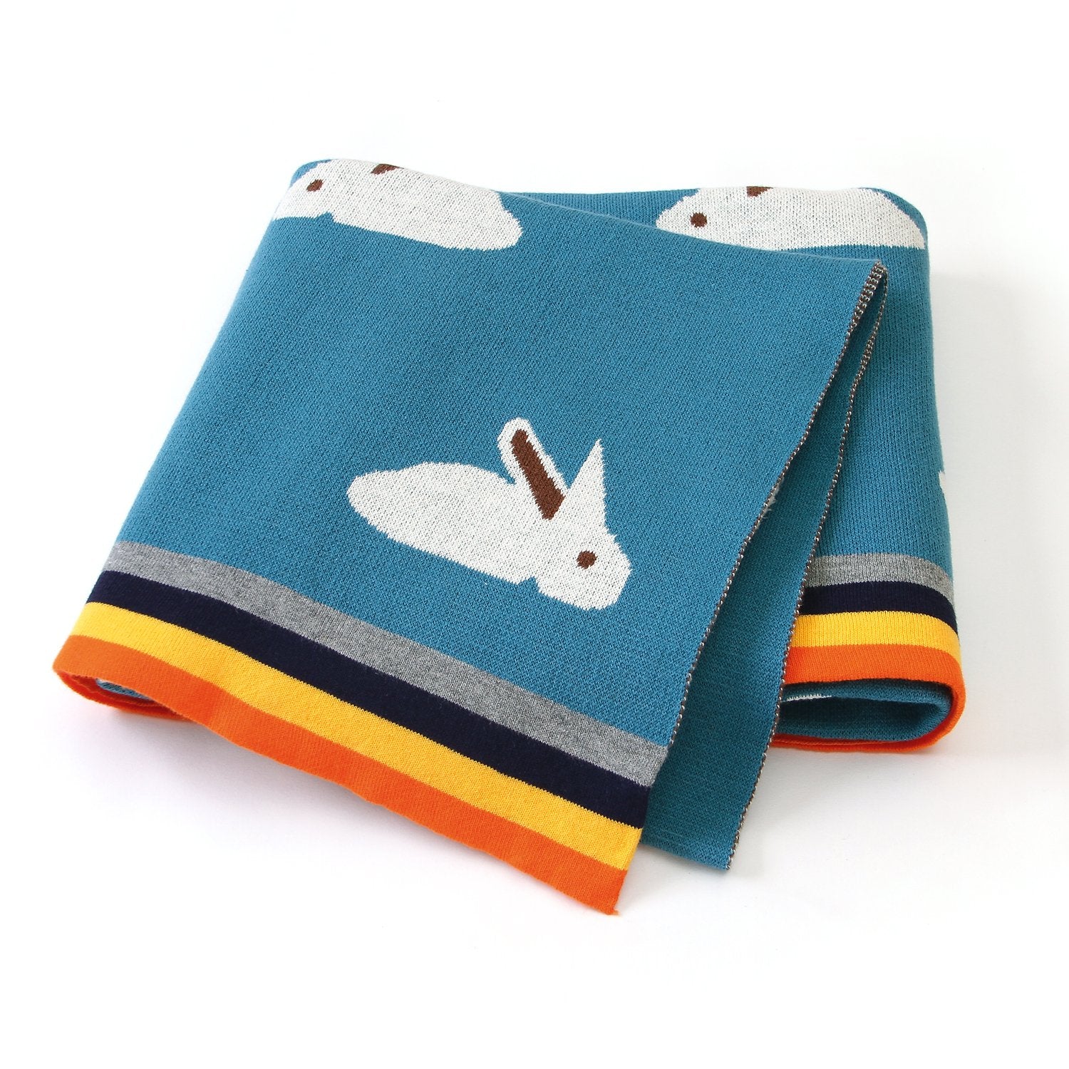 Baby Blanket Cute Rabbit Rainbow Edge Knitted Blanket Baby Wholesale Clothing