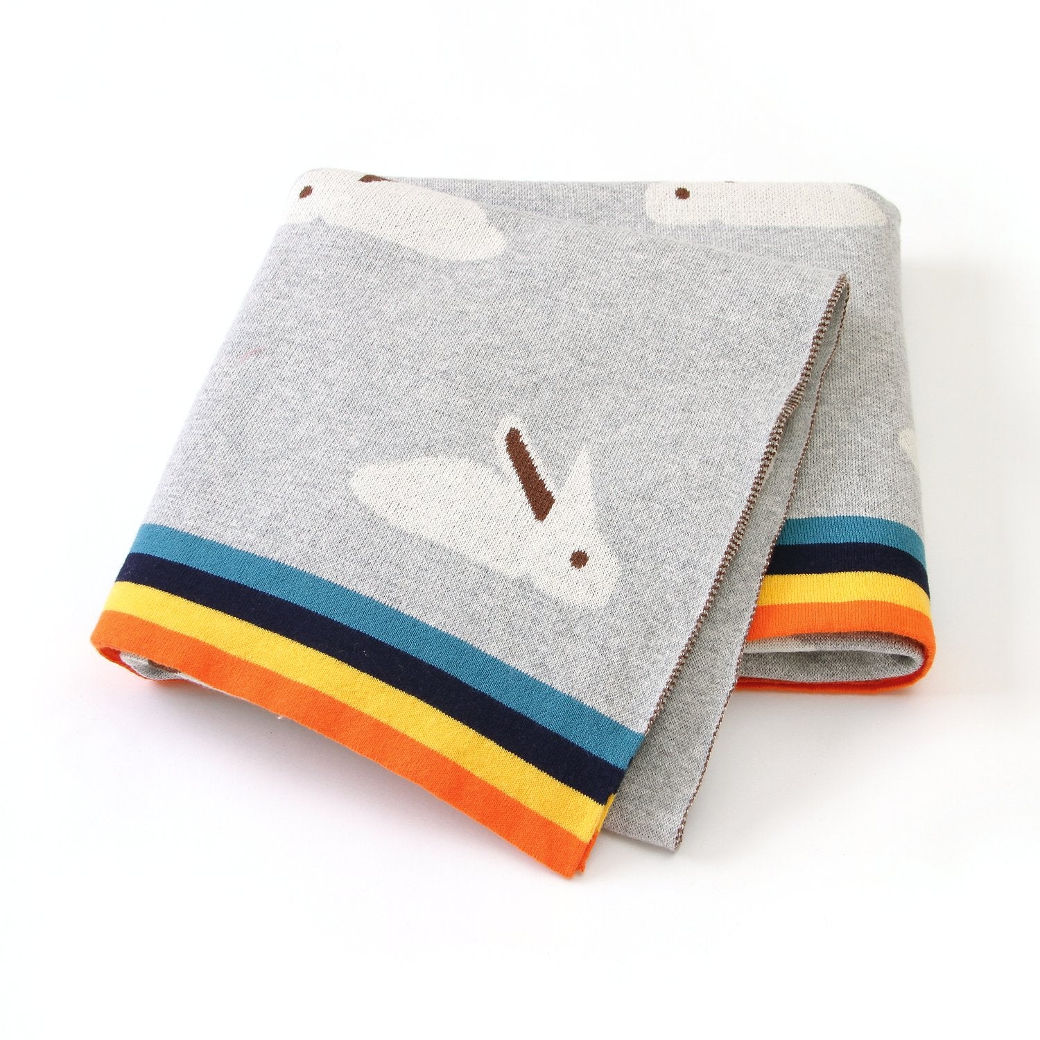 Baby Blanket Cute Rabbit Rainbow Edge Knitted Blanket Baby Wholesale Clothing