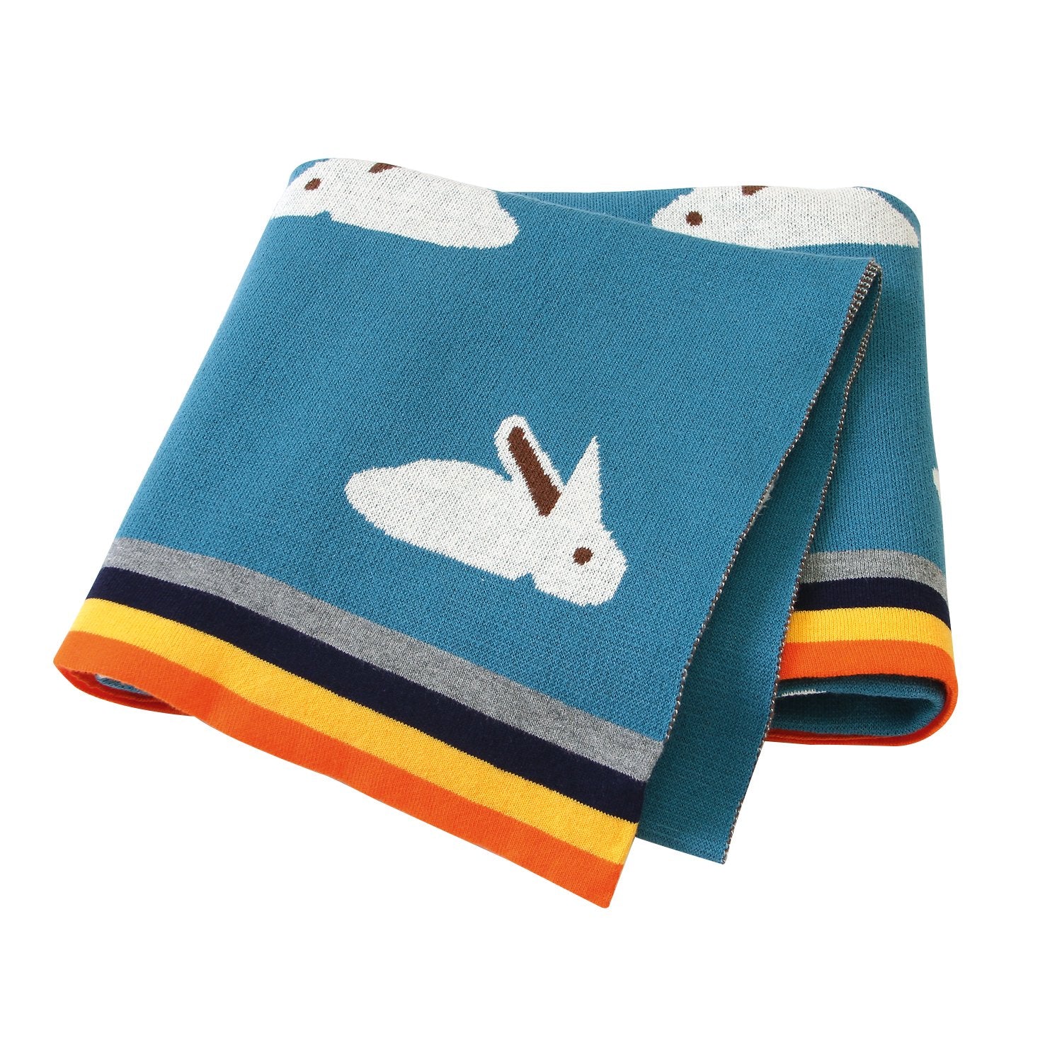 Baby Blanket Cute Rabbit Rainbow Edge Knitted Blanket Baby Wholesale Clothing