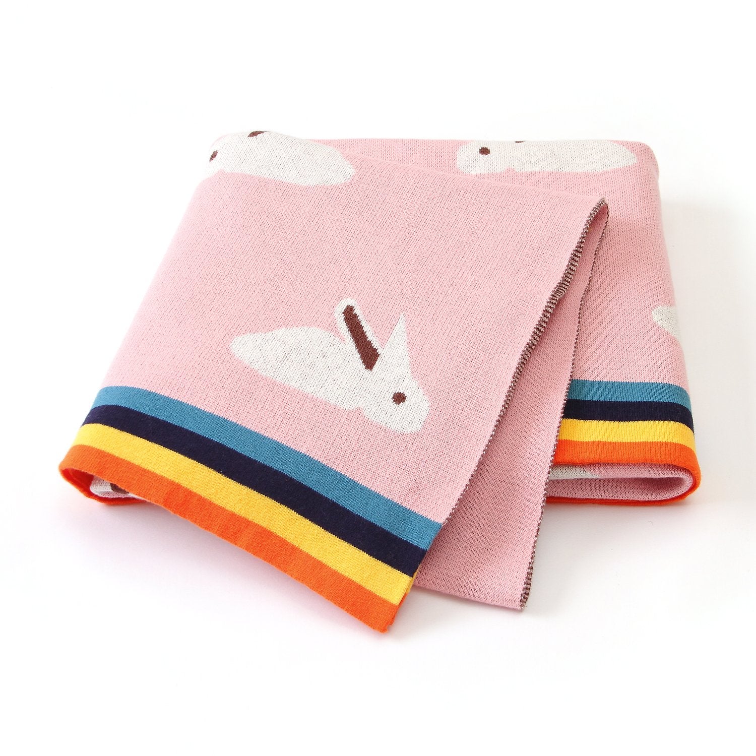 Baby Blanket Cute Rabbit Rainbow Edge Knitted Blanket Baby Wholesale Clothing