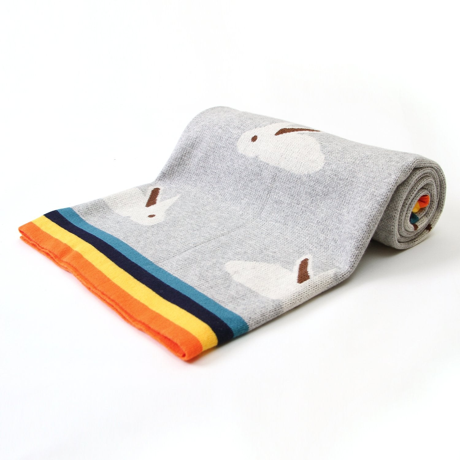 Baby Blanket Cute Rabbit Rainbow Edge Knitted Blanket Baby Wholesale Clothing