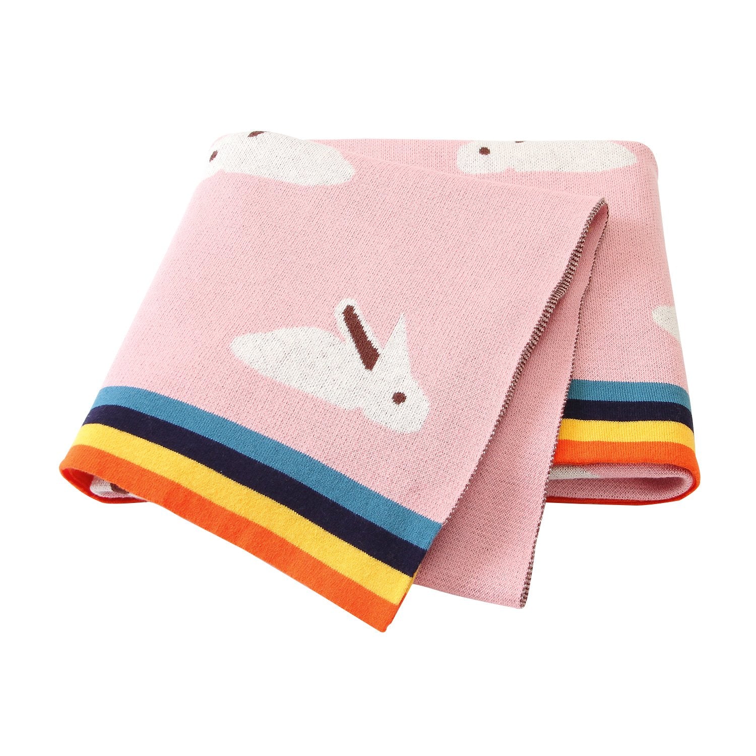 Baby Blanket Cute Rabbit Rainbow Edge Knitted Blanket Baby Wholesale Clothing