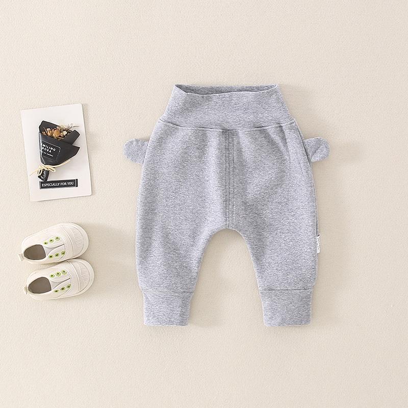 Baby Boys Autumn And Winter Cartoon Printed Solid Color Plush Cotton Pants Can Open Crotch Baby Clothing Wholesale