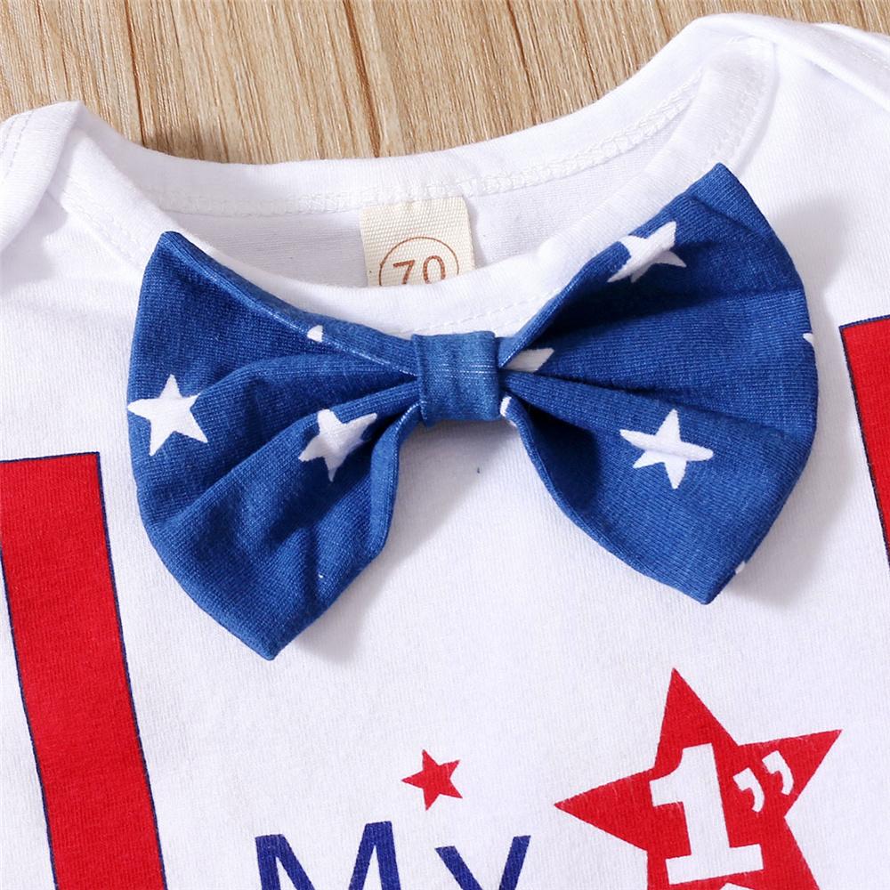 Baby Boys Striped Letter Star Printed Romper & Shorts & Hat Wholesale Baby Clothes