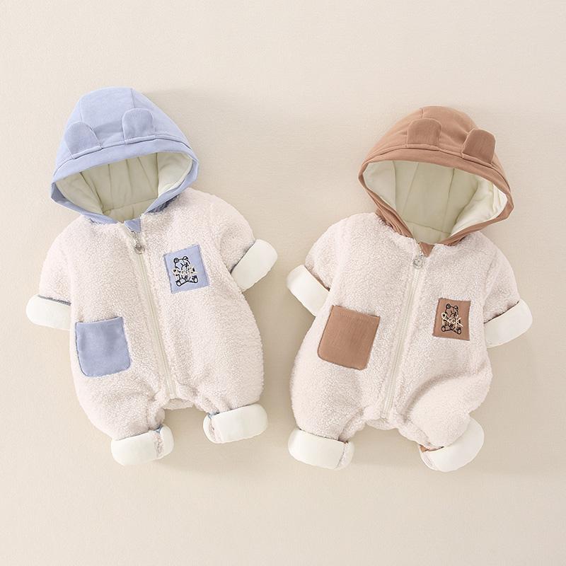 Baby Boys Winter Solid Color Plus Cotton Thickened Jumpsuit Buy Baby Clothes Wholesale