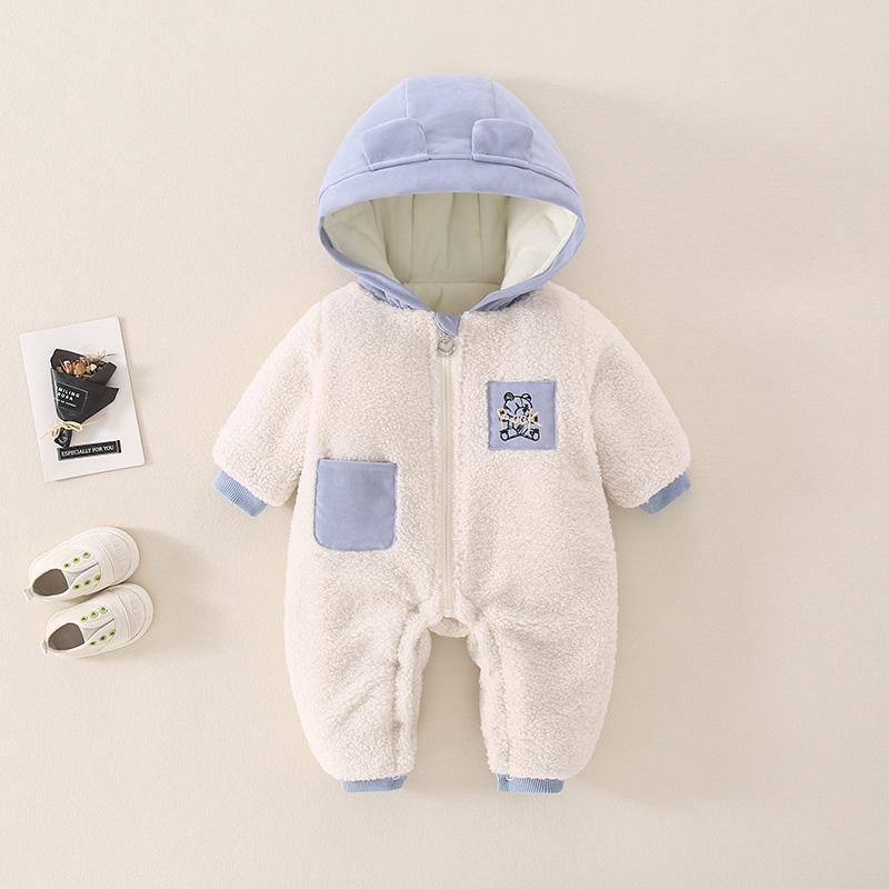 Baby Boys Winter Solid Color Plus Cotton Thickened Jumpsuit Buy Baby Clothes Wholesale