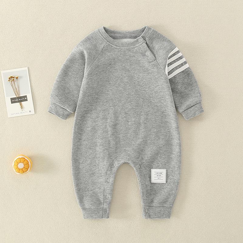 Baby Boys Winter Solid Color Round Neck Long Sleeve Jumpsuit Wholesale Clothing Baby
