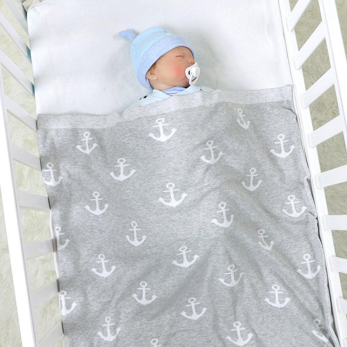 Baby Cartoon Knitted Boat Spear Hold Blanket Newborn Windproof Duvet Blanket Wholesale Baby