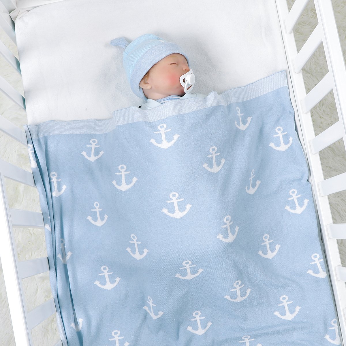 Baby Cartoon Knitted Boat Spear Hold Blanket Newborn Windproof Duvet Blanket Wholesale Baby