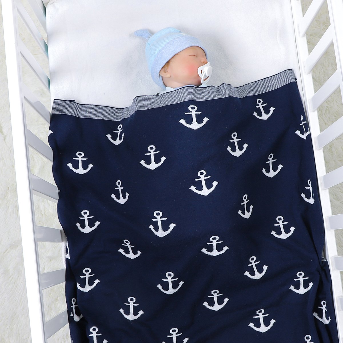 Baby Cartoon Knitted Boat Spear Hold Blanket Newborn Windproof Duvet Blanket Wholesale Baby