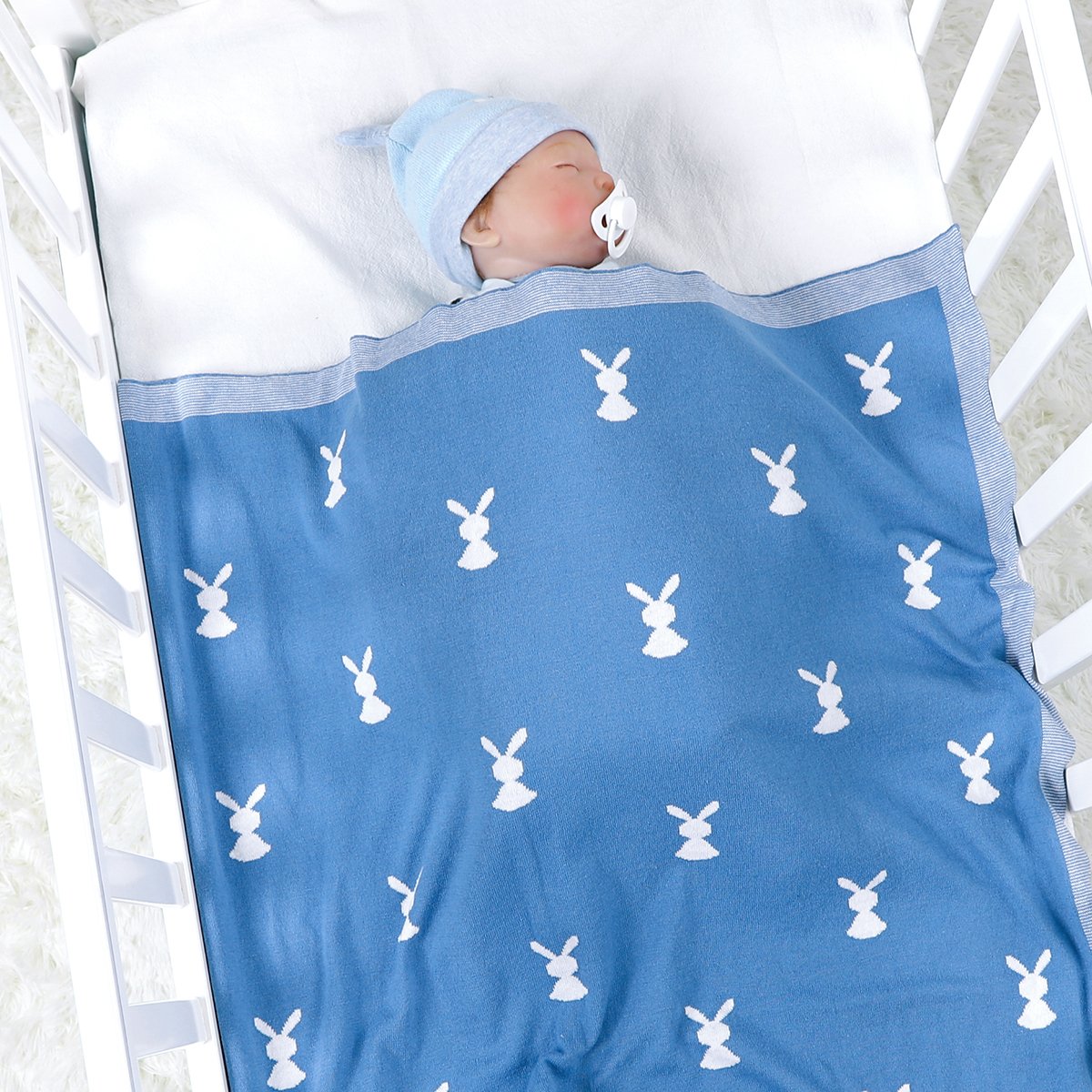 Baby Cartoon Knitted Cotton Cute Rabbit Hug Blanket Newborn Windproof Quilt Blanket Baby Clothes Wholesale