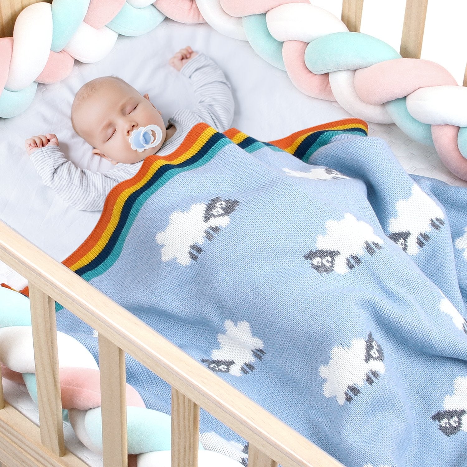 Baby Cartoon Knitted Hugging Blanket Newborn Windproof Cover Blanket Wholesale Baby